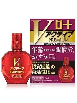 Капли против возрастных изменений, усталости глаз и помутнения зрения Rohto V-active PREMIUM / 13 мл